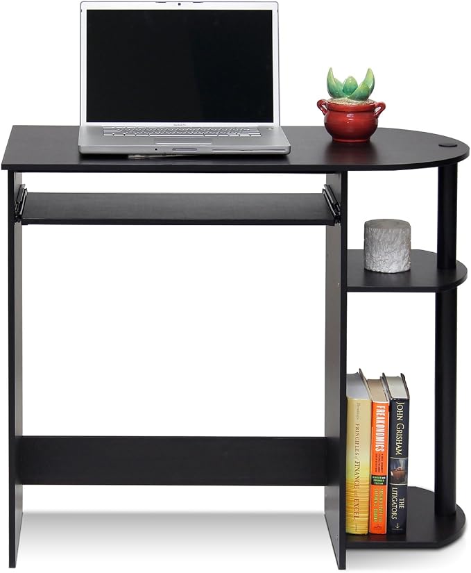 Furinno Simplistic Easy Assembly Computer Desk, With Keyboard Tray, Espresso/Black - Image 4