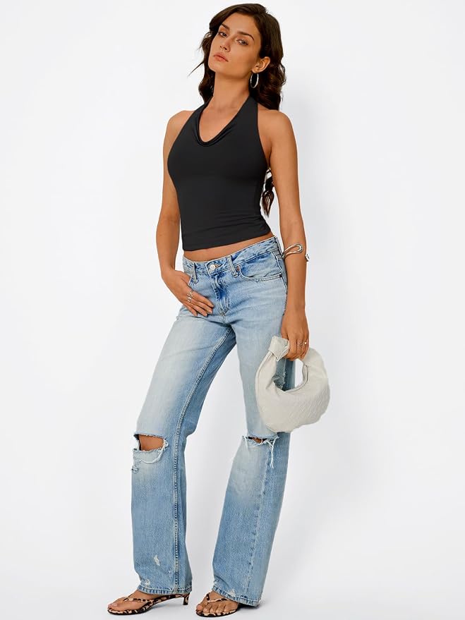 Trendy Queen Halter Tops for Women Going Out Summer Top | Cowl Neck Shirts, Sexy Backless, Fashion Y2K Clothes, Perfect for Party, Club, Vacation, Pair with High-waisted Bottoms - Image 6