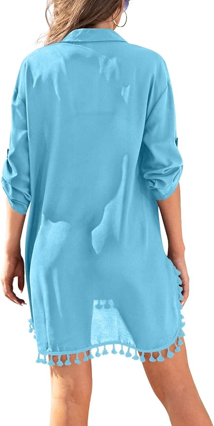 Yincro Women Swimsuit Cover Up Shirt 2026 Tassel Beach Bathing Suit for Swimwear Bikini Dress - Image 3