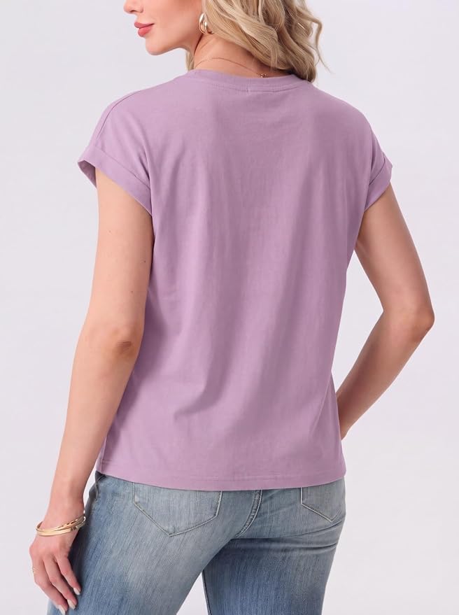 GRECERELLE Womens Summer Tops Cap Sleeve Crew Neck Basic T-Shirt | Everyday Casual Wear, Layering Friendly, Wrinkle-Resistant, Business Casual Ready, Lightweight & Packable, Capsule Wardrobe - Image 7