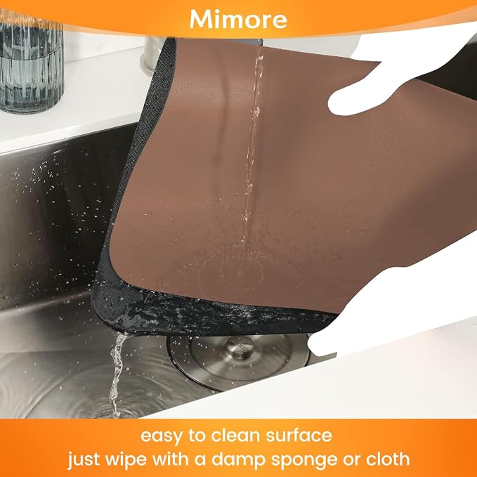 Mimore Coffee Mat - 16x24 Inch Brown Bar Mat for Countertop - Absorbent, Hides Stains, Rubber Backed - Dish Drying Mat Fits Under Coffee Maker, Espresso Machine (Compatible with Ninja Luxe Cafe) - Image 6