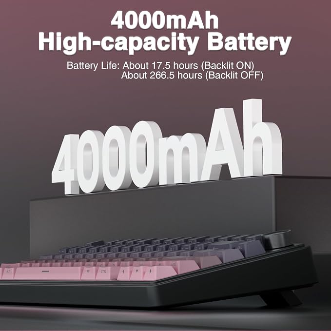 AULA F75 Pro Wireless Mechanical Keyboard,75% Hot Swappable Custom Keyboard,RGB Backlit,Pre-lubed Reaper Switches,Side Printed PBT Keycaps Mechanical Gaming Keyboards, Pink&Black - Image 8