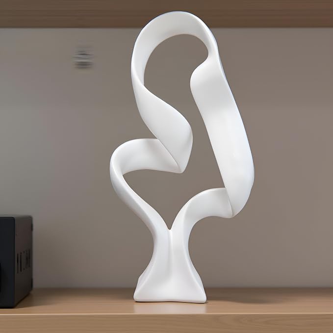 15" Modern Abstract Ribbon Decorative Sculpture, Knot Sculptures,Home Decor,Coffee Table Statues,Dining Living Room Desk Decor(White) - Image 7