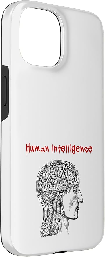 Human Intelligence (Anti Ai Statement & Head Graphic) Case for iPhone 15 - Image 3