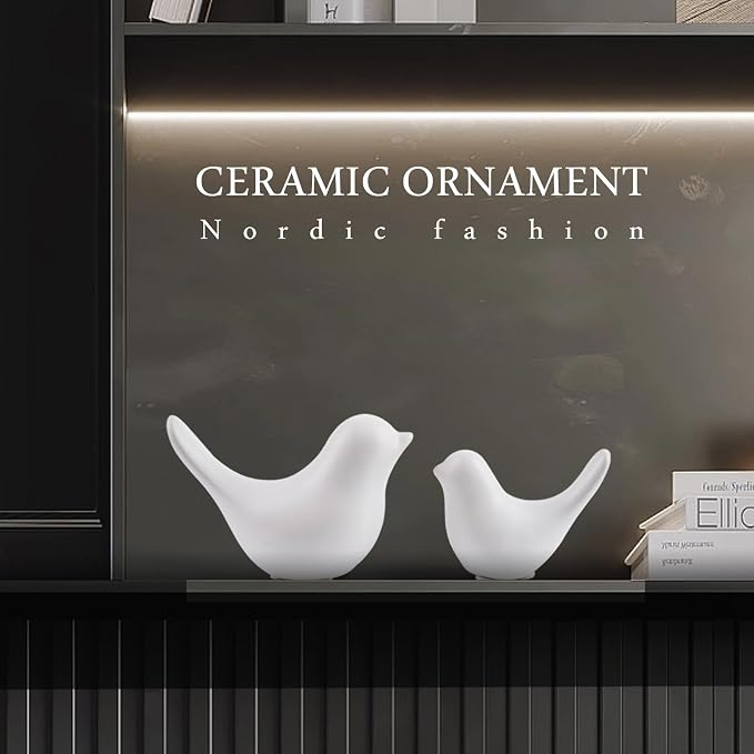 Notakia Small White Birds Statues Home Decor Modern Style Decorative Ornaments for Living Room Decor, Bedroom, Office Desktop, Cabinets (2Pcs White Birds) - Image 9