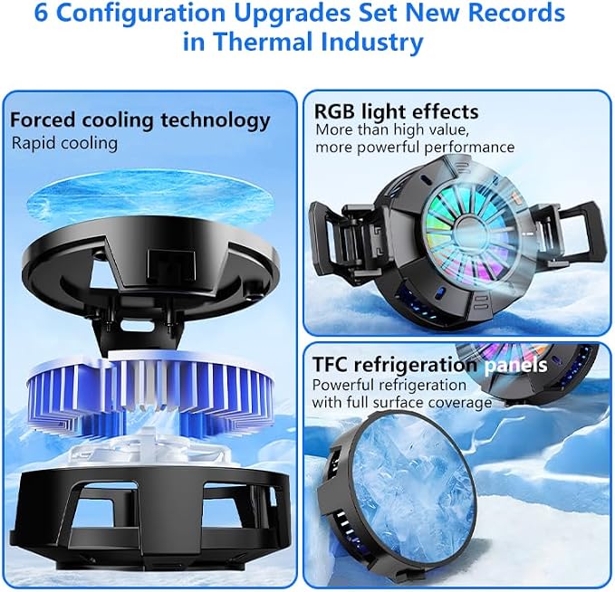 2-in-1 Magnetic & Clip-On Phone Cooler – Semiconductor-Powered Gaming Cell Phone Cooling Fan Radiator for iPhone/Android/iPad/Tablet – Ideal for Gaming, Video Calls, Live Broadcasting, and Vlog - Image 7