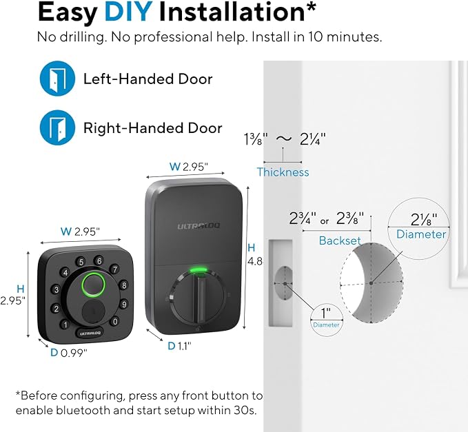 ULTRALOQ Bolt SE Smart Lock, Built-in Wi-Fi, Matter Over Thread, Works with Apple Home, Alexa, Google, 7-in-1 Keyless Entry Deadbolt with Fingerprint ID, App, Keypad, Remote Control, 18 Months Battery - Image 9