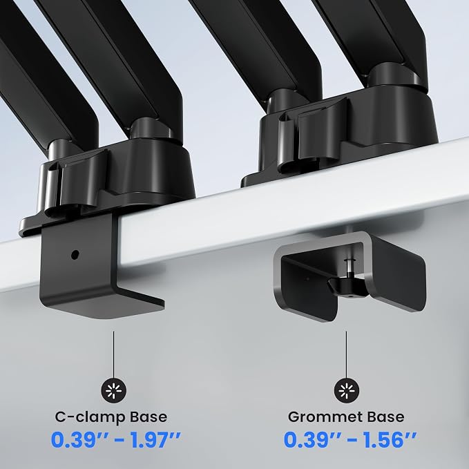 EVEO Premium Dual Monitor Mount 14"-32” Dual Monitor Arm VESA Bracket Adjustable Height Gas Spring Dual Monitor Stand, Screen Full Motion Dual Monitor Arm-Computer Monitor Stand for 2 Screens - Black - Image 7