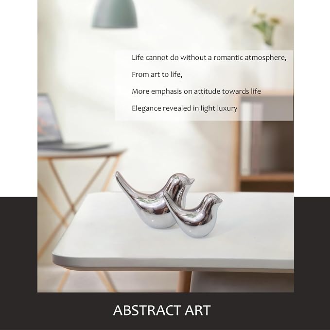 Notakia Silver Birds Statues Home Decor Modern Style Decorative Ornaments for Silver Table Decor Living Room, Bedroom, Office Desktop - Image 9