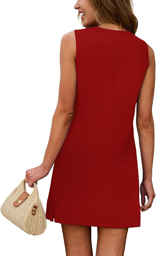 WIHOLL Casual Dresses for Women Crewneck Sleeveless Tank Dress Summer Spring Boho Vacation Clothes - Image 5