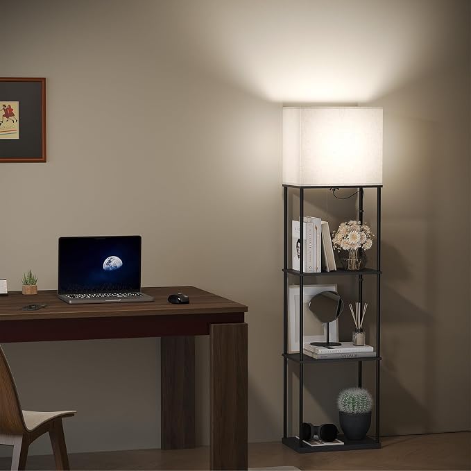 SUNMORY Large Size Floor Lamp with Shelves, 4-Tier Modern Standing Lamp with 3 Color Temperature Bulb, Tall Floor Lamp with Shelf, Corner Display Bookshelf Lamps for Living Room, Bedroom, Office - Image 8