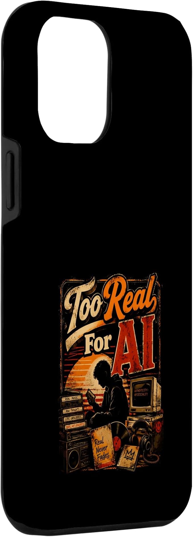 Too Real for AI - Authentic Music Lovers Case for iPhone 12 Pro Max - Image 3