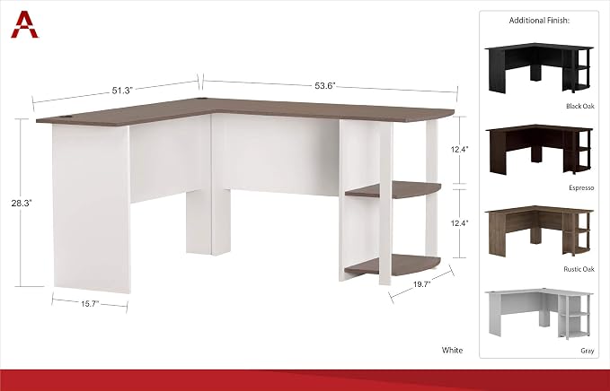 Ameriwood Home Dakota L-Desk with Bookshelves, Espresso - Image 5