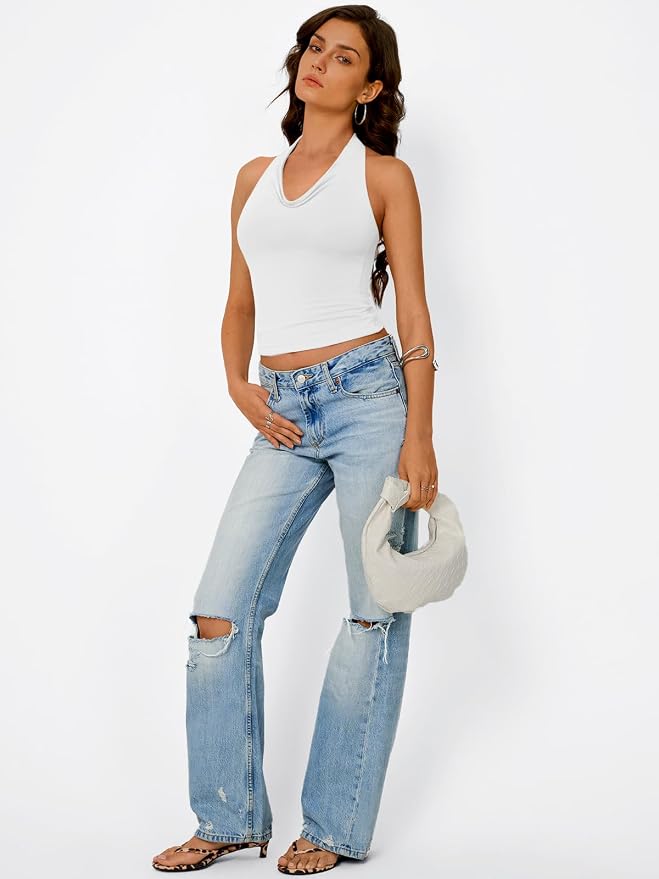 Trendy Queen Halter Tops for Women Going Out Summer Top | Cowl Neck Shirts, Sexy Backless, Fashion Y2K Clothes, Perfect for Party, Club, Vacation, Pair with High-waisted Bottoms - Image 5