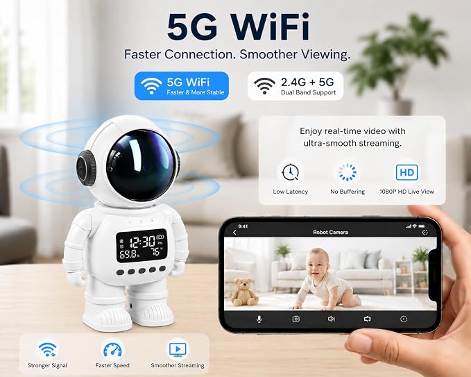 DYPCO 2K Clock Camera for Home Security, Smart Alarm Clock Camera with 2.4G/5G WiFi, Indoor Camera with Phone App, AI Motion Detection, Color Night Vision, Two-Way Audio, Cloud & SD Storage - Image 9