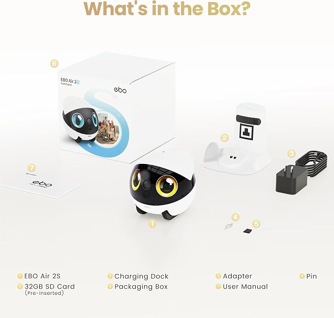 Enabot EBO Air 2S Mobile Robot Camera: 2.5K FamilyBot with Two-Way Video | Whole-Home Mobility, Custom Facial Image, Auto-Recharge, Night Vision, Long Distance Gift for Family/Pets - Image 8
