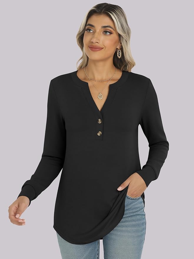 ANRABESS Women's Long Sleeve Shirts 2026 Spring Fashion Dressy Casual Tops Trendy Henley Blouses Cute Work Outfits Clothes - Image 6
