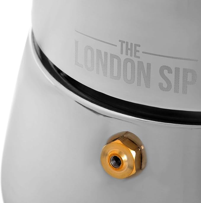 London Sip Stainless Steel Stovetop Espresso Maker Moka Pot Italian Coffee Percolator, Silver, 10 Espresso Cups - Image 8
