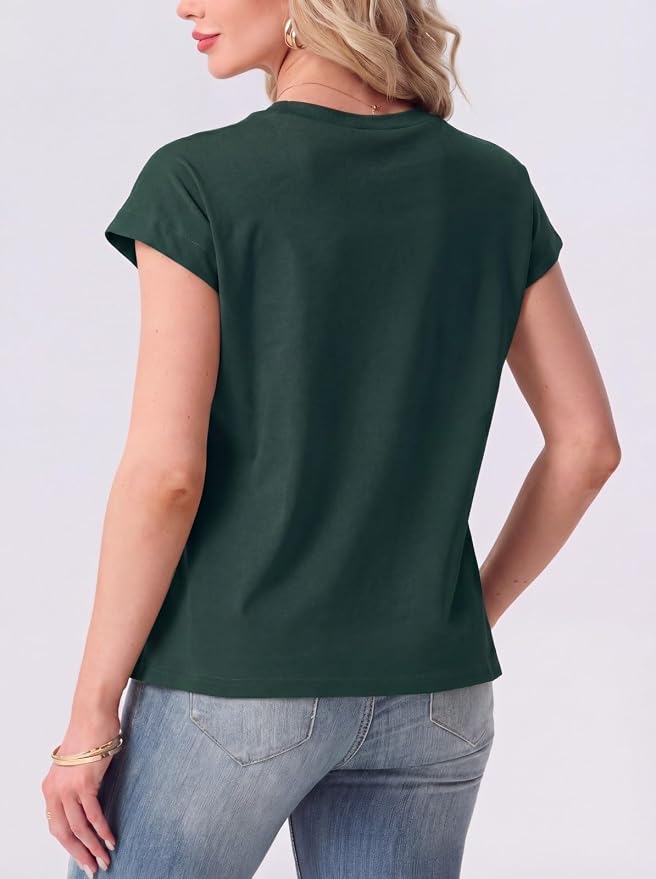 GRECERELLE Womens Summer Tops Cap Sleeve Crew Neck Basic T-Shirt | Everyday Casual Wear, Layering Friendly, Wrinkle-Resistant, Business Casual Ready, Lightweight & Packable, Capsule Wardrobe - Image 7