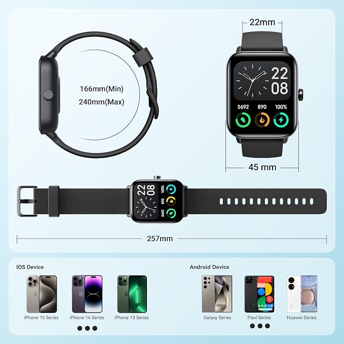 Smart Watches for Men Women, Alexa Built-in, 1.8" Smartwatch with Heart Rate/SpO2/Sleep/Stress, IP68 Waterproof Fitness Tracker with Bluetooth Call (Answer/Make), 101+ Sports Modes, for Android iPhone - Image 8