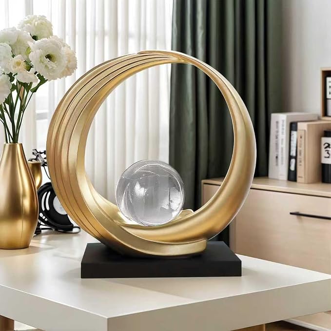 Dosker Modern Abstract Stripe Golden Shelf Decor Statues | Coffee Table Home Decor Sculpture,Desk Decoration for Living Room,Office (Golden) - Image 8