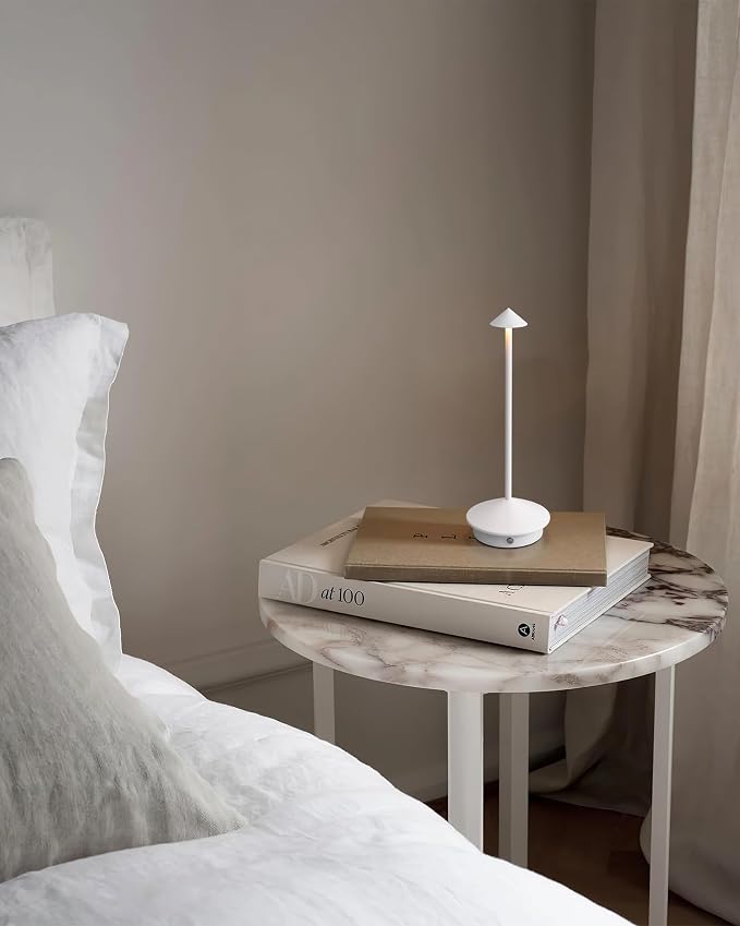 Modern Cordless Table Lamp Set of 2, White Portable LED Desk Lamps | 5000mAh, Rechargeable, Battery Operated Lighting for Bedroom, Dining Room, Restaurant, Coffee Shop, Camping, Night Light - Image 9