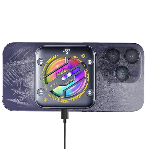 Magnetic Phone Cooler with Battery,Rechargeable Wireless Cooling Fan for iPhone/iPad,Phone Cooling Case Radiator Heatsink with RGB LED for iPhone MagSafe Series/Samsung/Android - Image 8