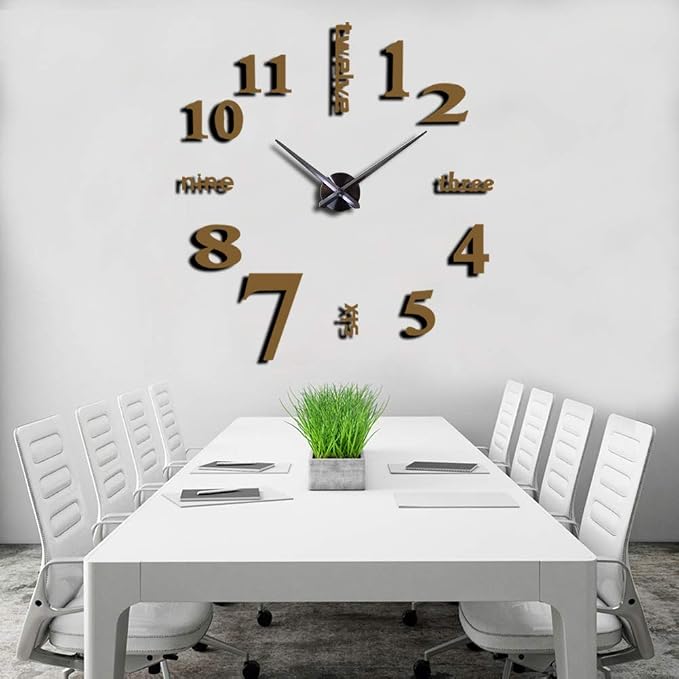 FASHION in THE CITY New 3D DIY Mirror Surface Wall Clocks Modern Design Living Room Decorative Wall Watches … (Coffee) - Image 7