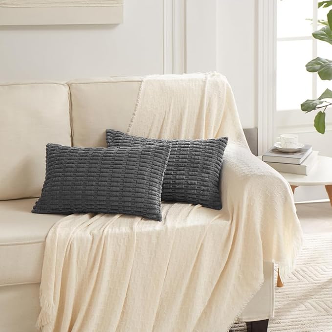 Fancy Homi 4 Packs Decorative Throw Pillow Covers for Living Room Couch Bed, Modern Farmhouse Boho Home Décor Accent Cushion Case, 24" x 14", Dark Gray - Image 6