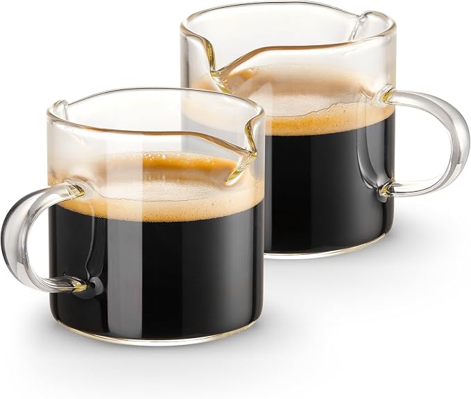 Qipecedm Espresso Cups Set of 2, 4 OZ Double Spouts Cups, Shot Glasses, Milk Cup with Handle, Clear Glass, Espresso Accessories for Machine, Small - Image 7