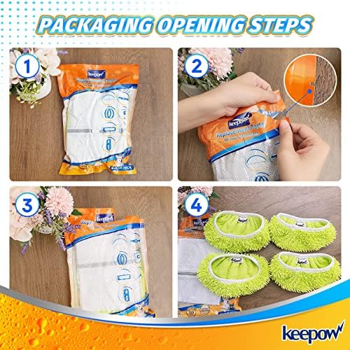 KEEPOW Reusable Mop Pads Compatible with Swiffer Sweeper Mop, Microfiber Dry Sweeping Cloths, Washable Wet Pads Refills Mopping Cloth Refills for Hardwood Floor Cleaning, 4 Pack - Image 6