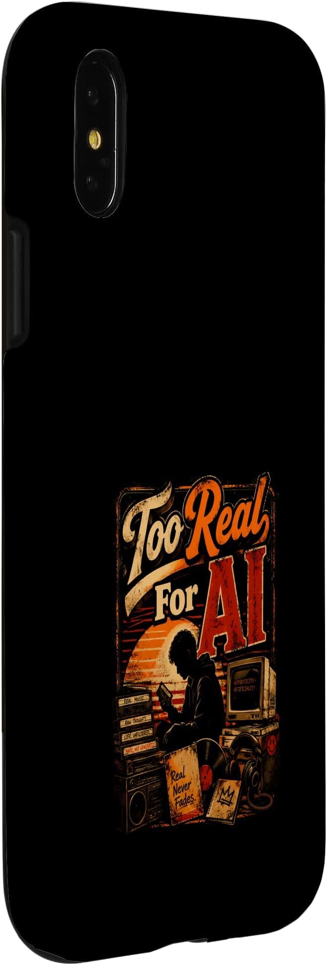 Too Real for AI - Authentic Music Lovers Case for iPhone X/XS - Image 3