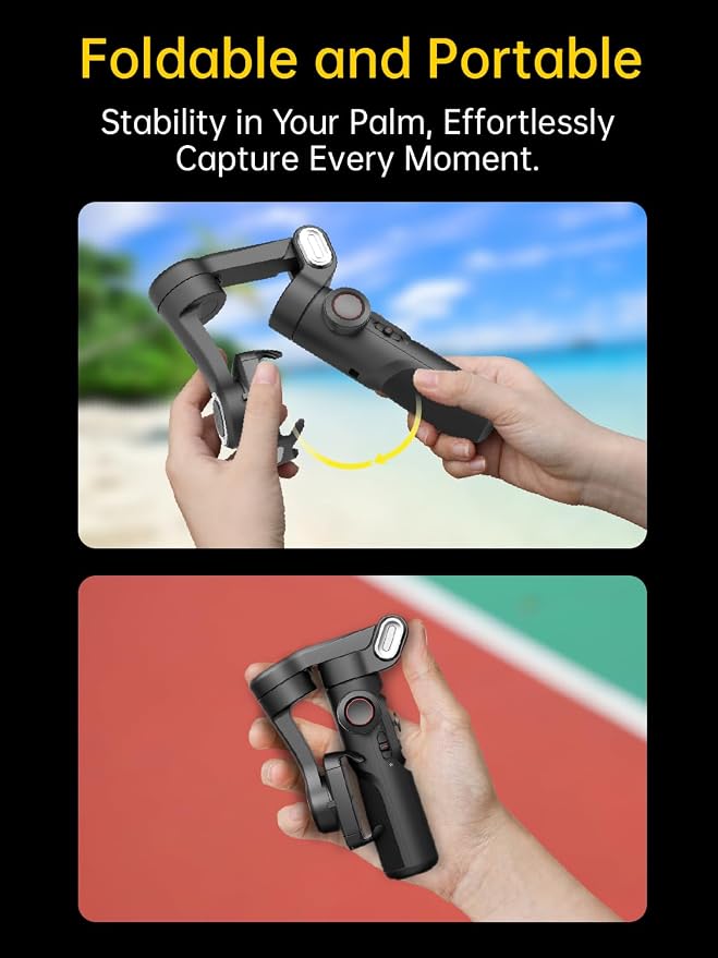 AOCHUAN 3-Axis Gimbal Stabilizer for iPhone Gimbal with RGB Magnetic Fill Light Upgraded Face Tracking Focus Wheel Foldable Smartphone for iPhone/Android Phone Stabilizer Vlog Recording Smart XE Kit - Image 8