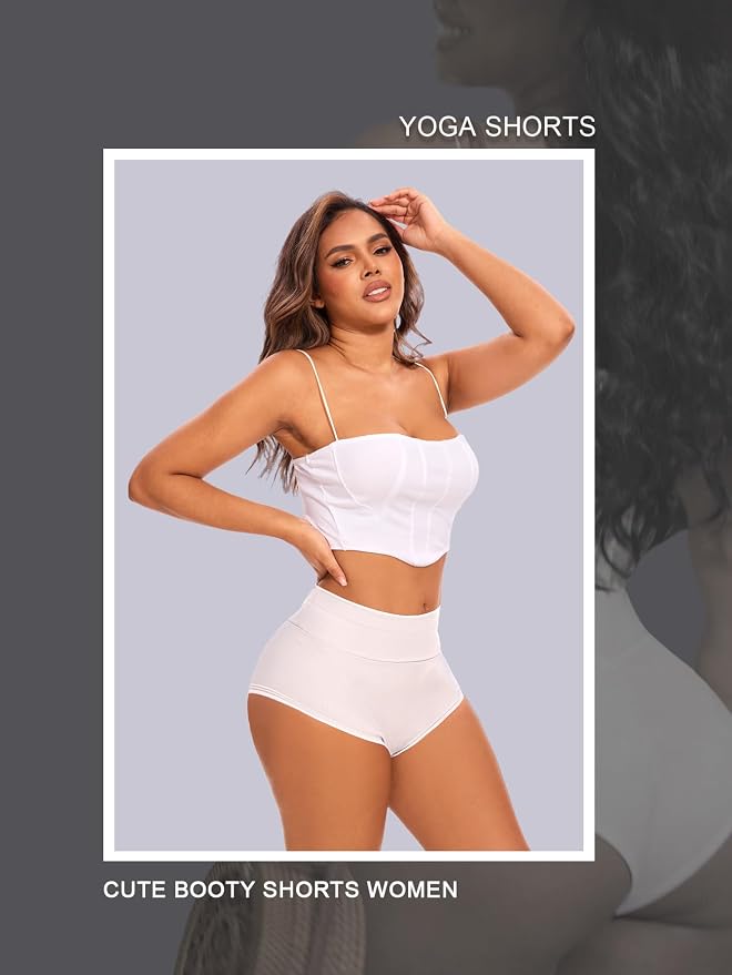 Cut Out Yoga Shorts Booty Butt Lifting Scrunch Shorts High Waisted Workout Gym Active Hot Pants - Image 4