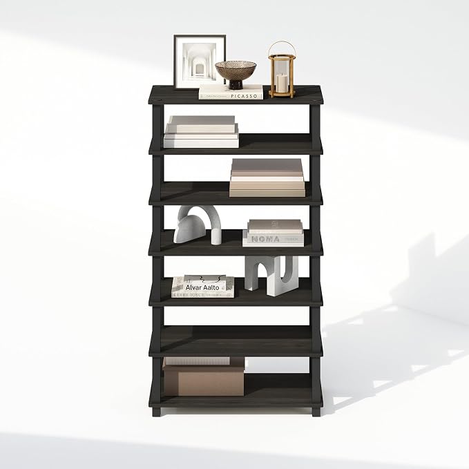 Furinno Turn-N-Tube Storage Shelves Set of 2, 4-Tier Stackable Standing Shelf, Open Corner Shelf, for Organization and Storage, Living Room, Garage, Home Office, Espresso - Image 6