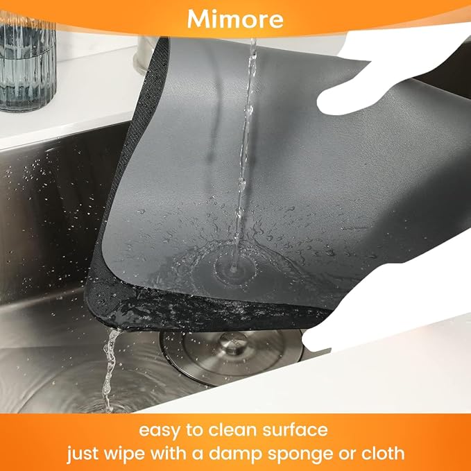 Mimore Coffee Mat - 12x19 Inch Grey Countertop Mat - Absorbent, Hides Stains, Rubber Backed - Dish Drying Mat Fits Under Coffee Maker or Espresso Machine - Image 6