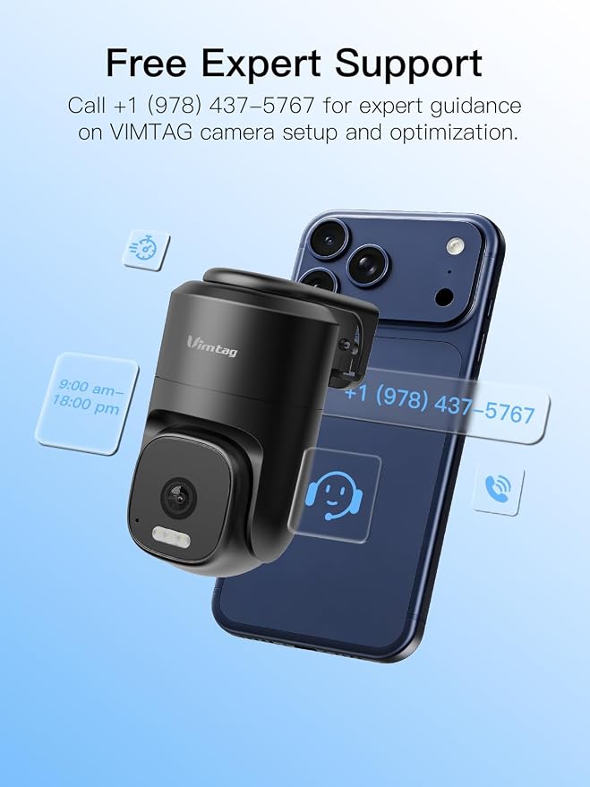 VIMTAG 2.5K 4MP Outdoor Security Camera, Pan/Tilt WiFi Home CCTV Camera, 360° View & Motion Tracking, Color Night Vision, 2-Way Audio, AI Detection Alarm, IP66, Cloud & SD Card Storage, Works w/Alexa - Image 17