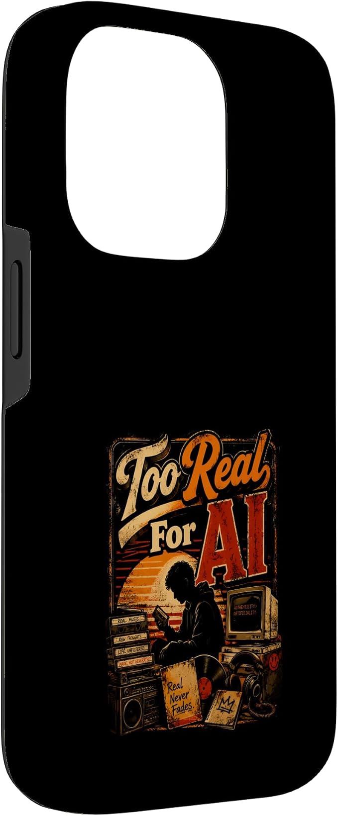 Too Real for AI - Authentic Music Lovers Case for iPhone 14 Pro - Image 3