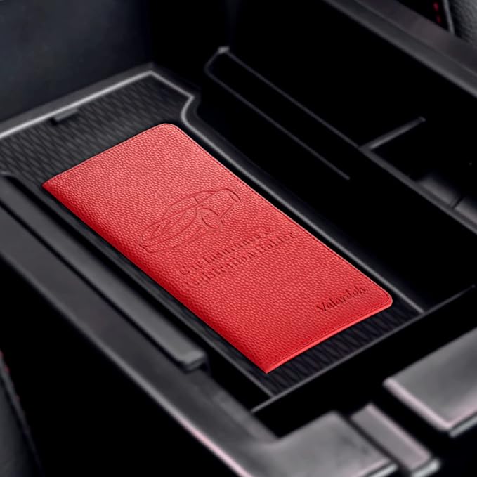 Valardoh Premium Car Registration and Insurance Card Holder, Car Document Holder for Cards, Driver License & other Essential Documents (Red) - Image 7