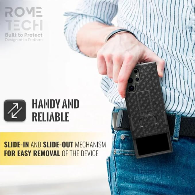 Designed for Samsung Galaxy S24 Ultra Case with Belt Clip Holster | Rugged Holster & Protective Phone Case Combo with Anti-Slip Texture - Black - Image 5