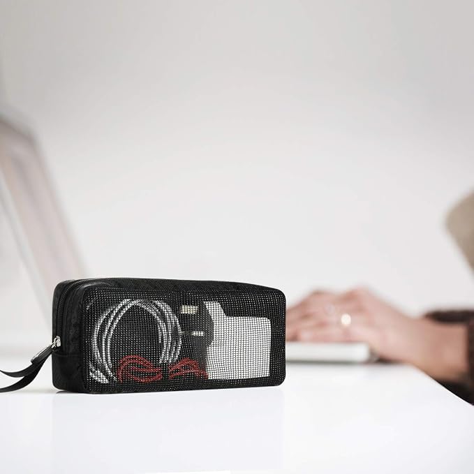CM Travel Cable Organizer Case Portable Computer Accessories Zipper Mesh Pouch for Holding Laptop Mouse, Power Bank, USB, Adapter, Charger, Cellphone and Cosmetics (Case ONLY) - Image 7