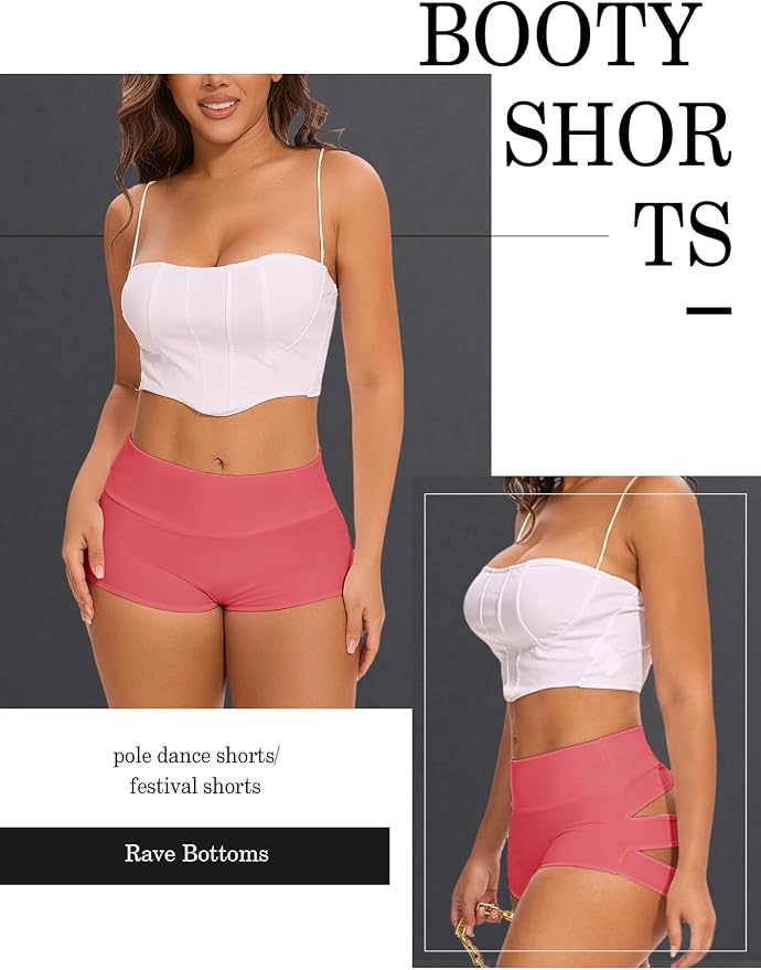 Cut Out Yoga Shorts Booty Butt Lifting Scrunch Shorts High Waisted Workout Gym Active Hot Pants - Image 4