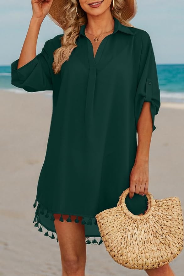 Yincro Women Swimsuit Cover Up Shirt 2026 Tassel Beach Bathing Suit for Swimwear Bikini Dress - Image 4