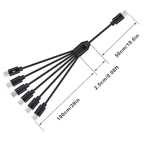 6 in 1 USB Type C Splitter Cable,USB C Male to 6 USB C Male Data Snyc and Charging Cord,USB C Multi Charging Cable for Cell Phones,Tablets and More(4.9FT/1.5M) - Image 4