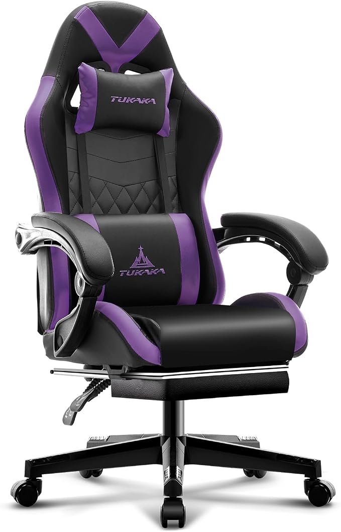 Gaming Chair,Ergonomic Massage Office Chair with Footrest,Purple | Pocket Spring Cushion,Reclining,Thick High Back,Headrest and Lumbar Support,Adjustable Leather Computer Chair Gamer Chair - Image 7