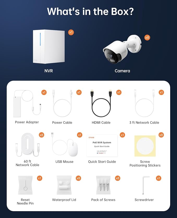 4K PoE Security Camera System, 8pcs 8MP PoE Wired Cameras Outdoor with AI Detection, Color Night Vision, IP67 Waterproof, No Subscription, H.265 4K 8CH NVR with 2TB HDD for 24-7 Recording(N2838) - Image 9