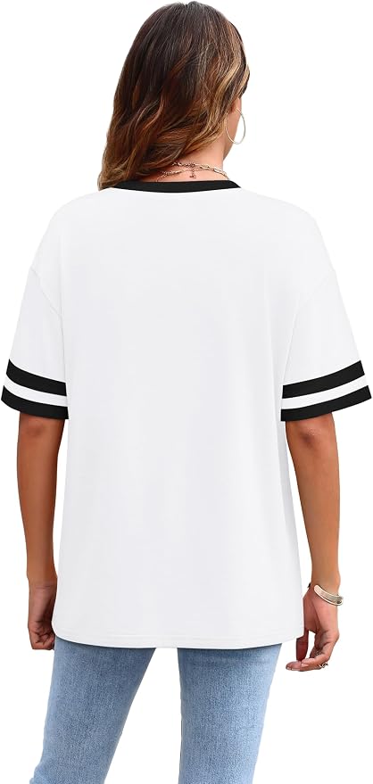 WIHOLL Womens T Shirts Loose Fit Short Sleeve Tees Crew Neck Color Block Summer Tops 2026 Fashion - Image 4