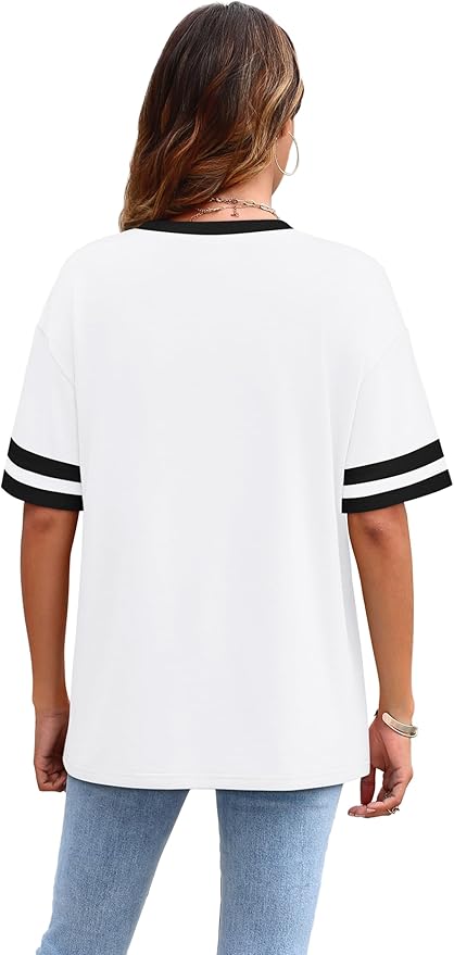 WIHOLL Womens T Shirts Loose Fit Short Sleeve Tees Crew Neck Color Block Summer Tops 2026 Fashion - Image 4