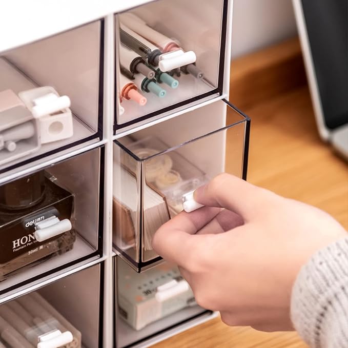 Desk Drawer Organizer, Stackable Storage Drawers, Plastic Compact Desk Storage Box Great for Office School Home Small Space - Large 3 Drawers (White) - Image 6