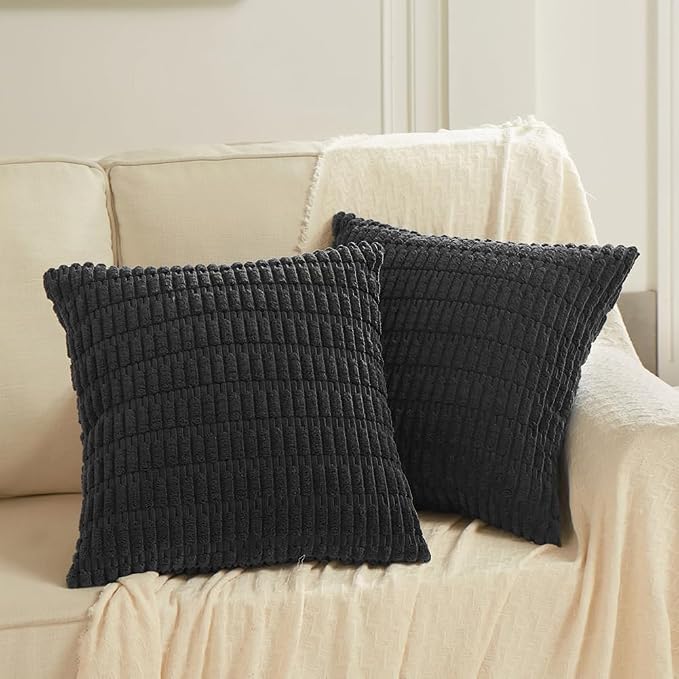Fancy Homi 4 Packs Decorative Throw Pillow Covers for Living Room Couch Bed, Modern Farmhouse Boho Home Décor Accent Cushion Case, 16" x 16", Black - Image 7